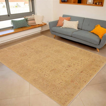 handmade Traditional Kafkaz Chobi Ziegler Lt. Gold Tan Hand Knotted RECTANGLE 100% WOOL area rug 9 x 12